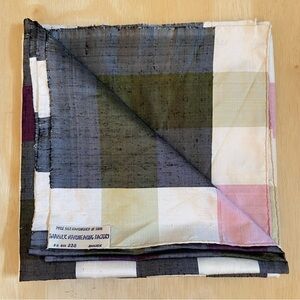 Vintage Handwoven Thai Silk Plaid Shawl Wrap Scarf Thaisilk Factory Siam Bangkok